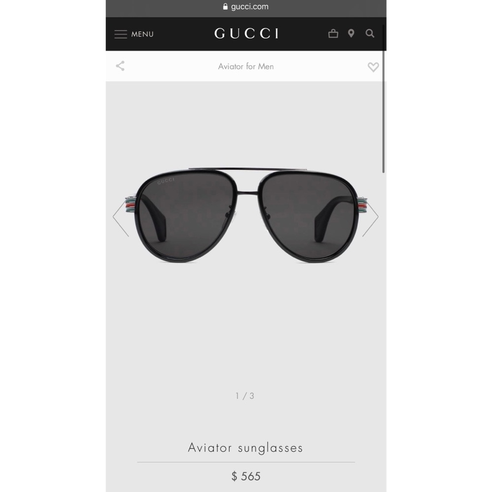 NEW Gucci Aviator Sunglasses including velvet case
